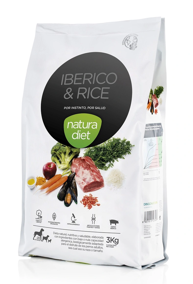 Natura Diet Iberico og Ris Hundefoder 3 kg - Naturlig ernæring